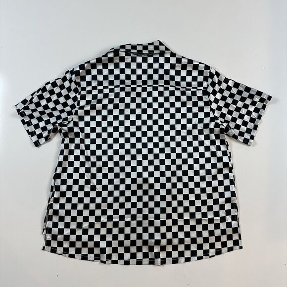 Dressed in LaLa Designer Shirt Black White Checked Button Front Size Small - Picture 7 of 7